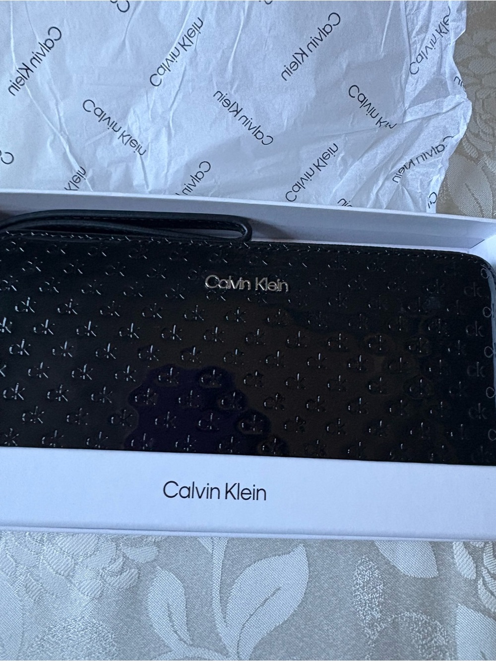 Calvin Klein Moon wristlet Black retail 98. NWT